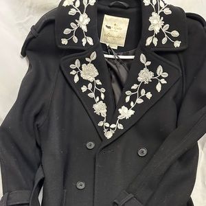 KATE SPADE MADISON AVE QUINCY BLACK WOOL LONG TRENCH COAT (UK 6) RRP £1,200